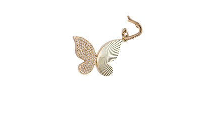 1/2 Diamond 1/2 Fluted Butterfly Pendant