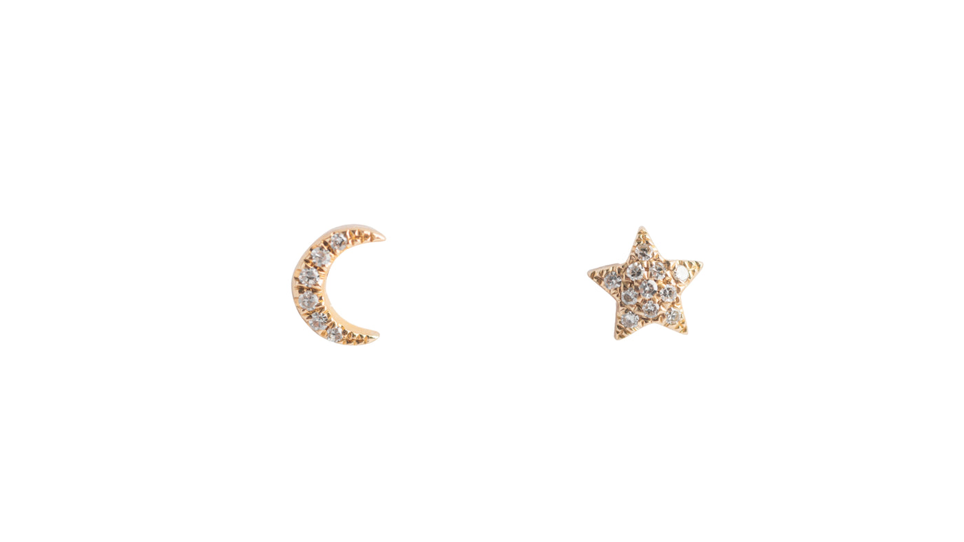 Moon and Star Flat Back Studs