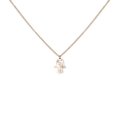 Mini Hamsa Necklace in Yellow Gold