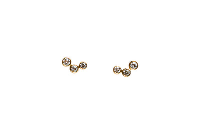 3 Bezel Diamond Studs in Yellow Gold