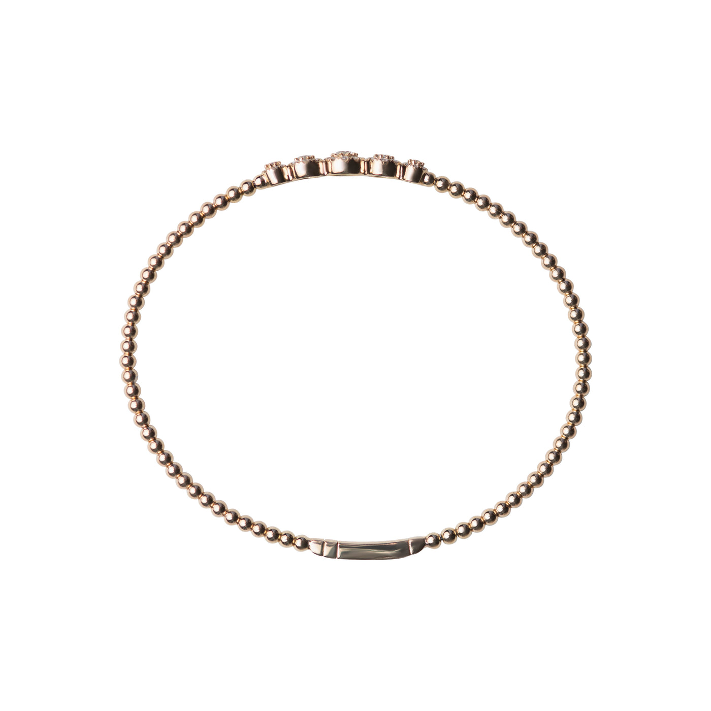 Beaded 5 Cluster Diamond Flexible Bangle