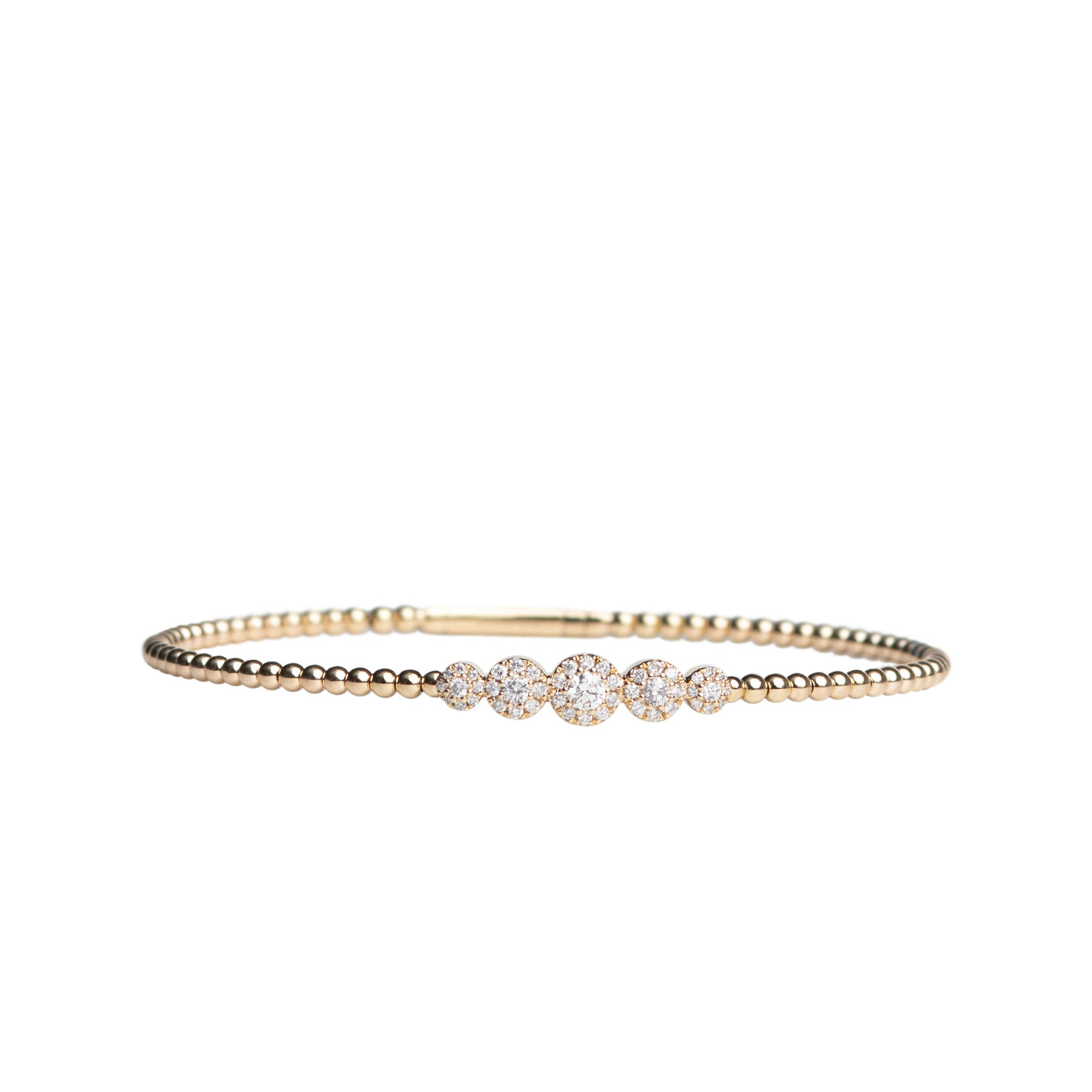 Beaded 5 Cluster Diamond Flexible Bangle