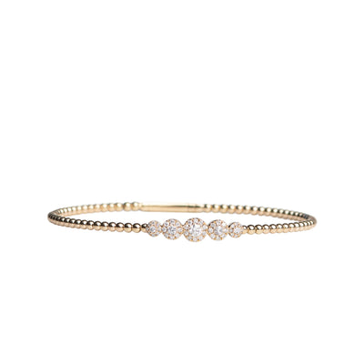 Beaded 5 Cluster Diamond Flexible Bangle
