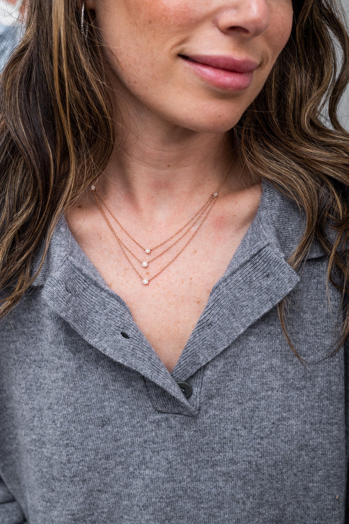 3 Layer Solitaire Necklace
