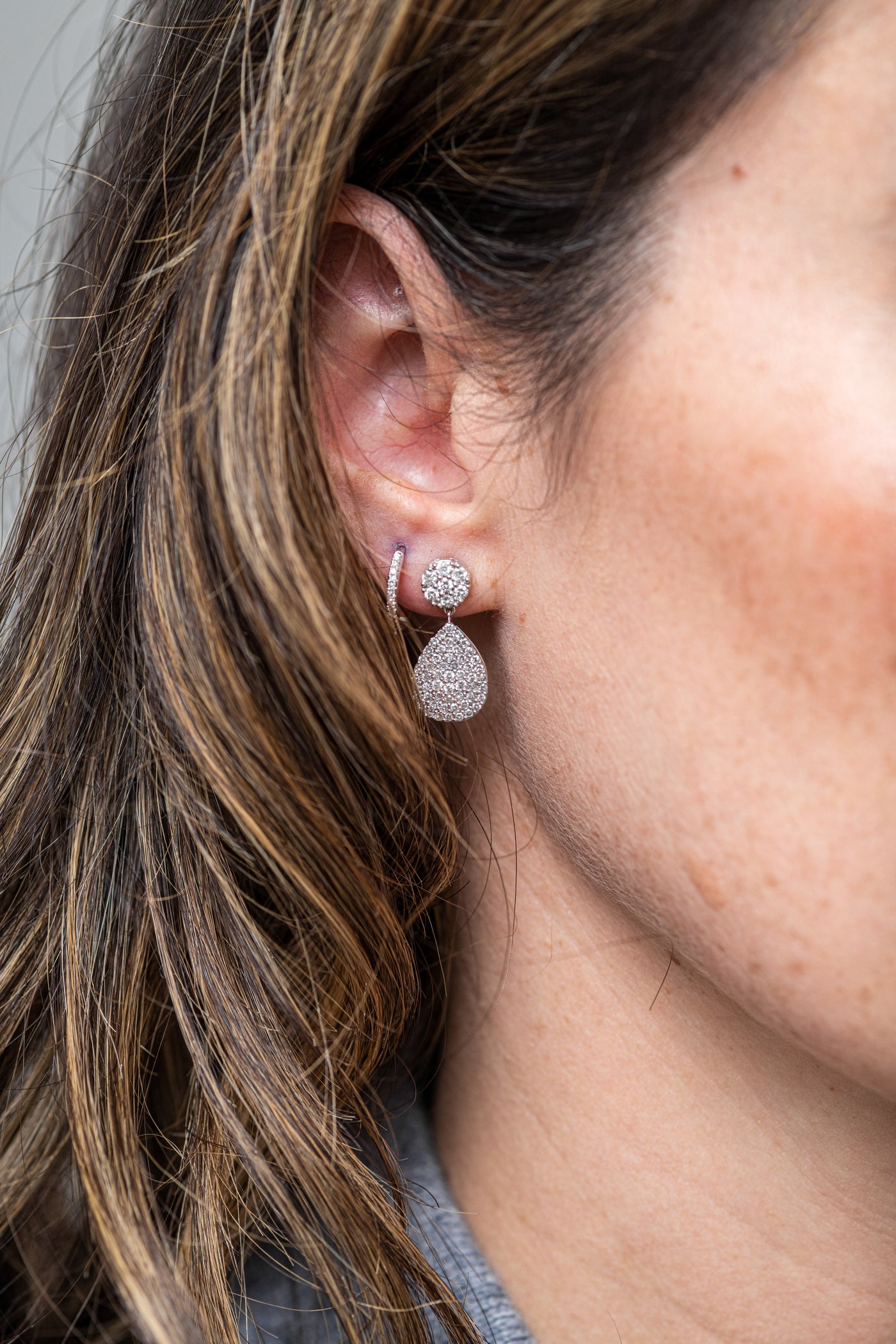 Dangle Tear Shaped Diamond Earrings